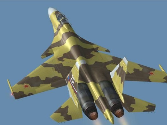 Модели самолети Су-37 в небето на Владикавказ